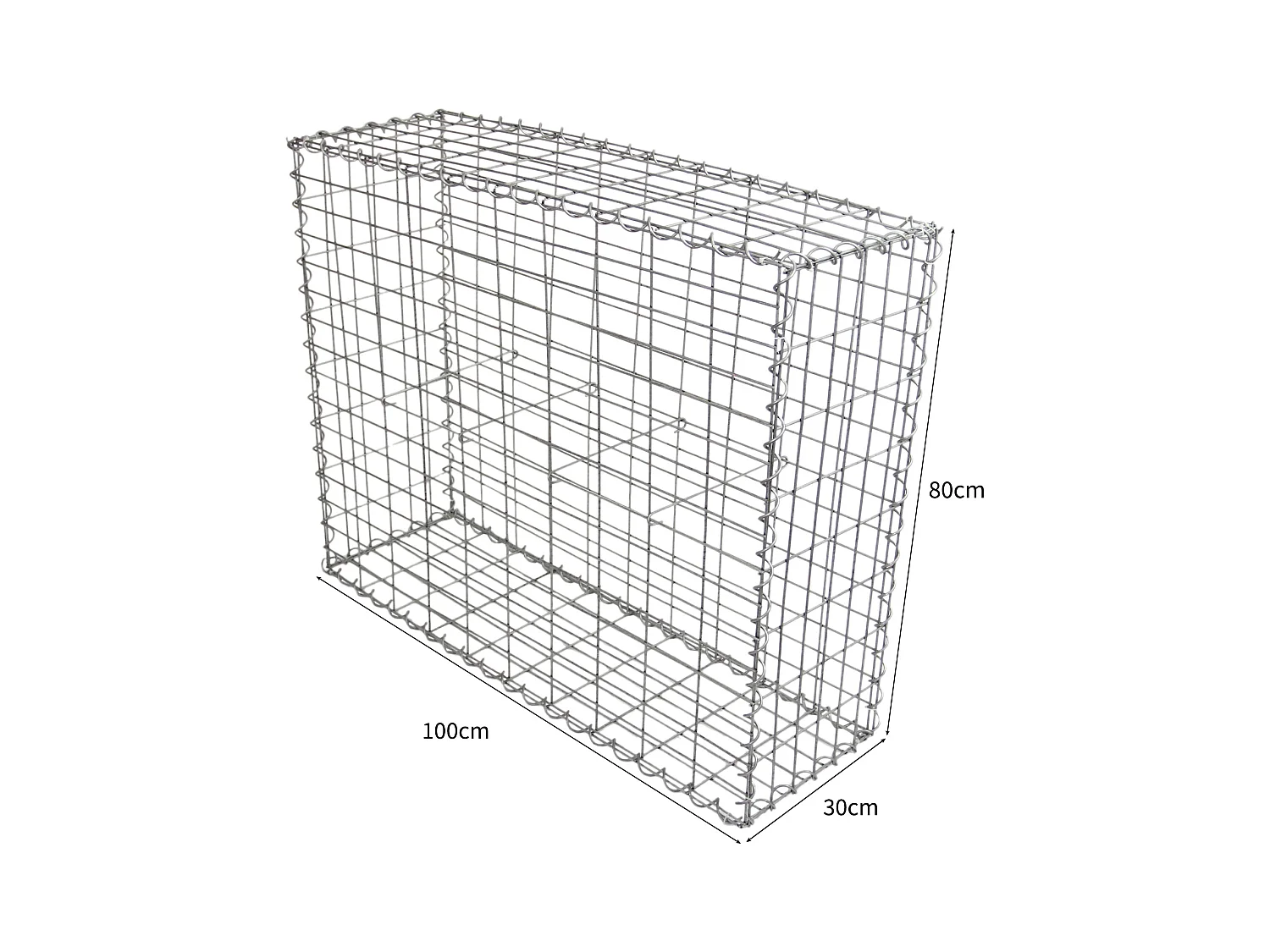 MonsterShop Lot de 4 Paniers de Gabions 100cm x 80cm x 30cm