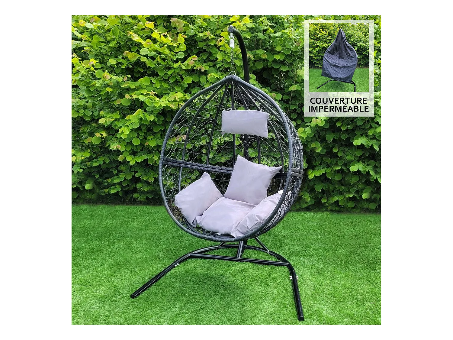Hangstoel Egg chair - Zwart - Max: 150 kg