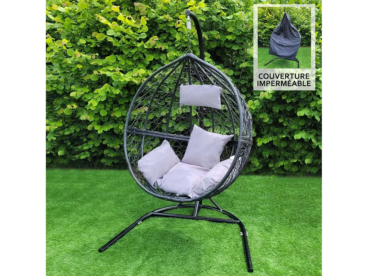 Chaise Suspendue en Rodin Noir