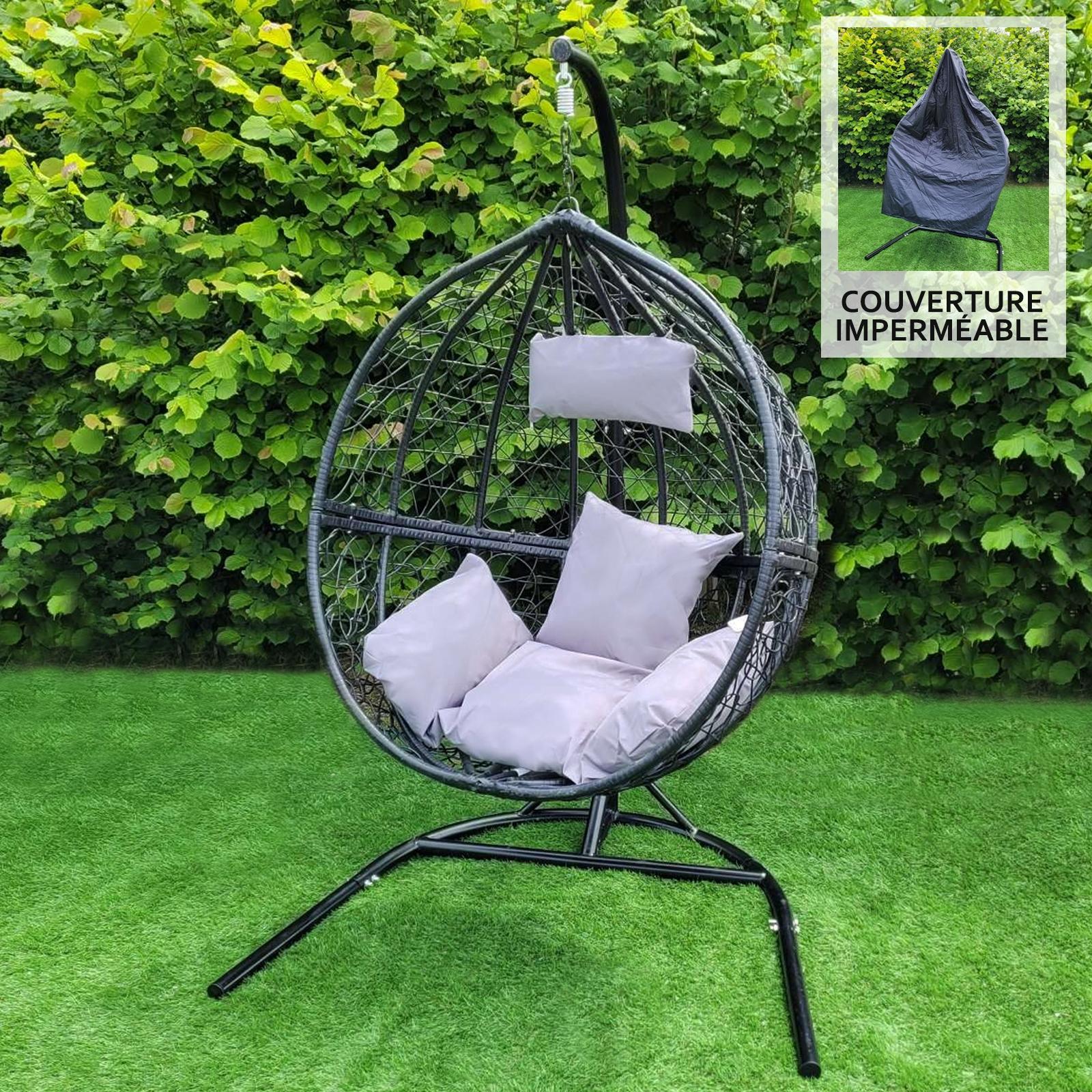 Hangstoel Egg Chair Zwart Max 150 Kg