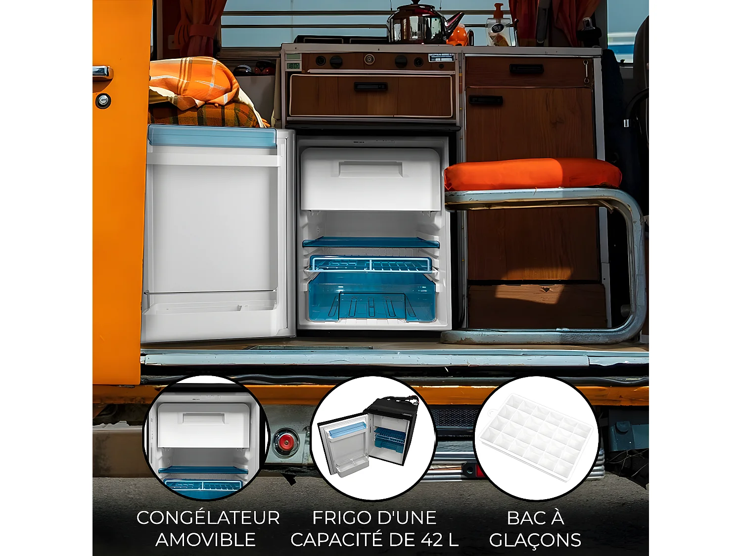 Frigo à Compression 46.5L Camping-Car – Noir