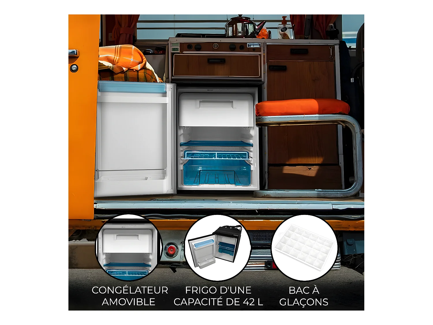 Frigo à Compression 46.5L Camping-Car – Noir