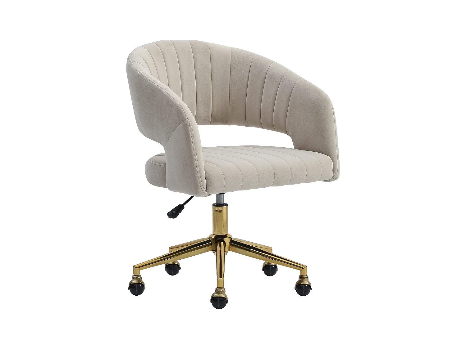 Chaise de bureau en velours - Beige et doré - Hauteur réglable - TIRIESI de Pascal Morabito