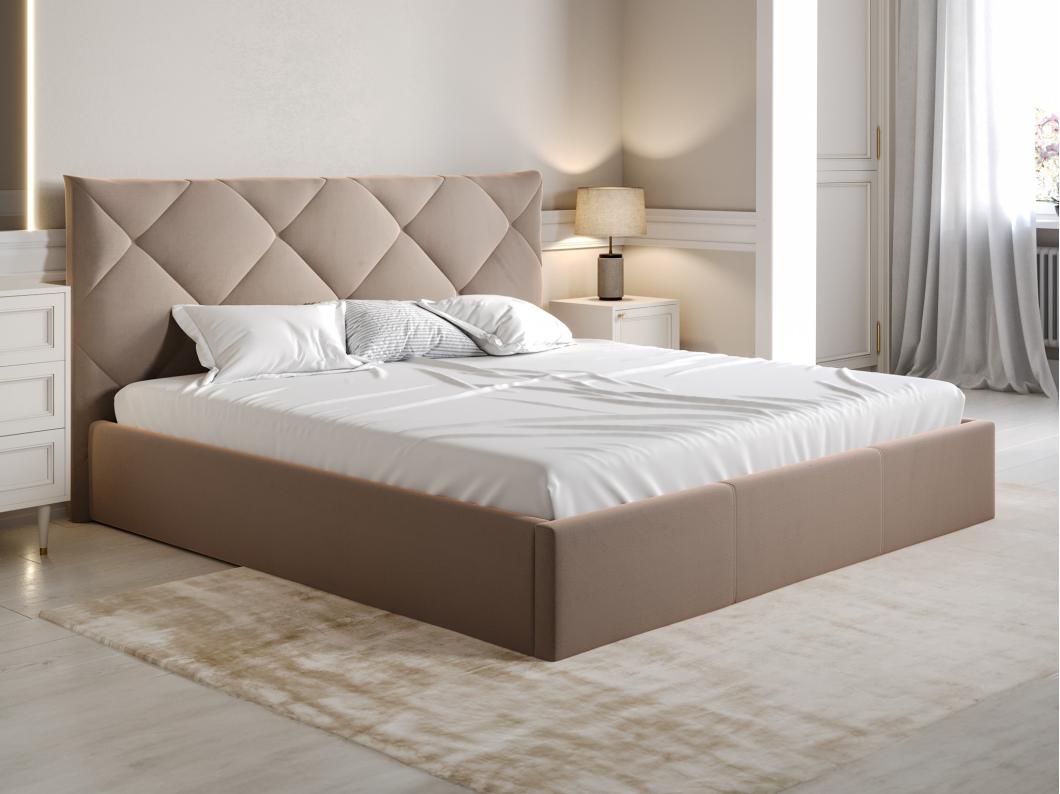 Letto con contenitore 180 x 200 cm Velluto Beige - STARI di PASCAL MORABITO