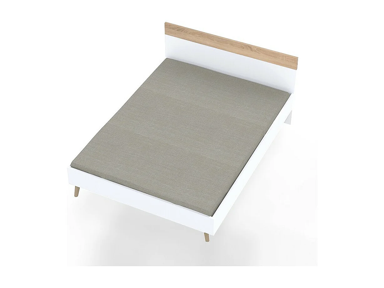 Lit CAMPER 160x200 cm / Décor chêne blanchi et blanc