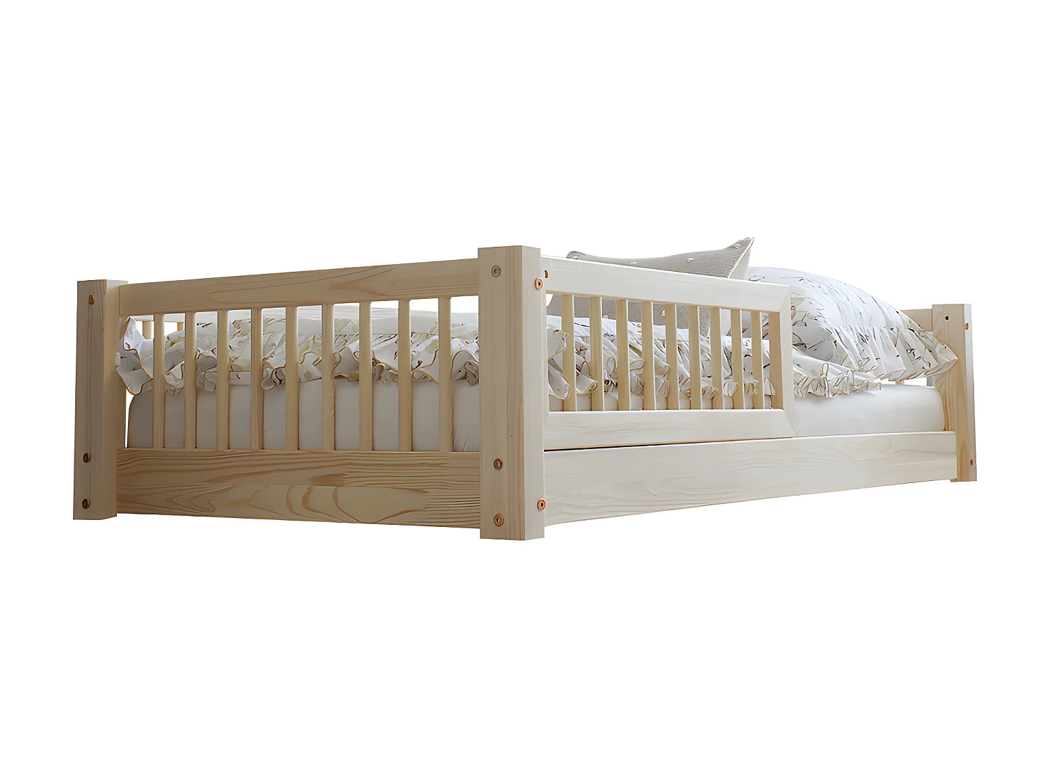 Letto 90x190 con sponda e base con gambe da 1 cm Adèle Bois