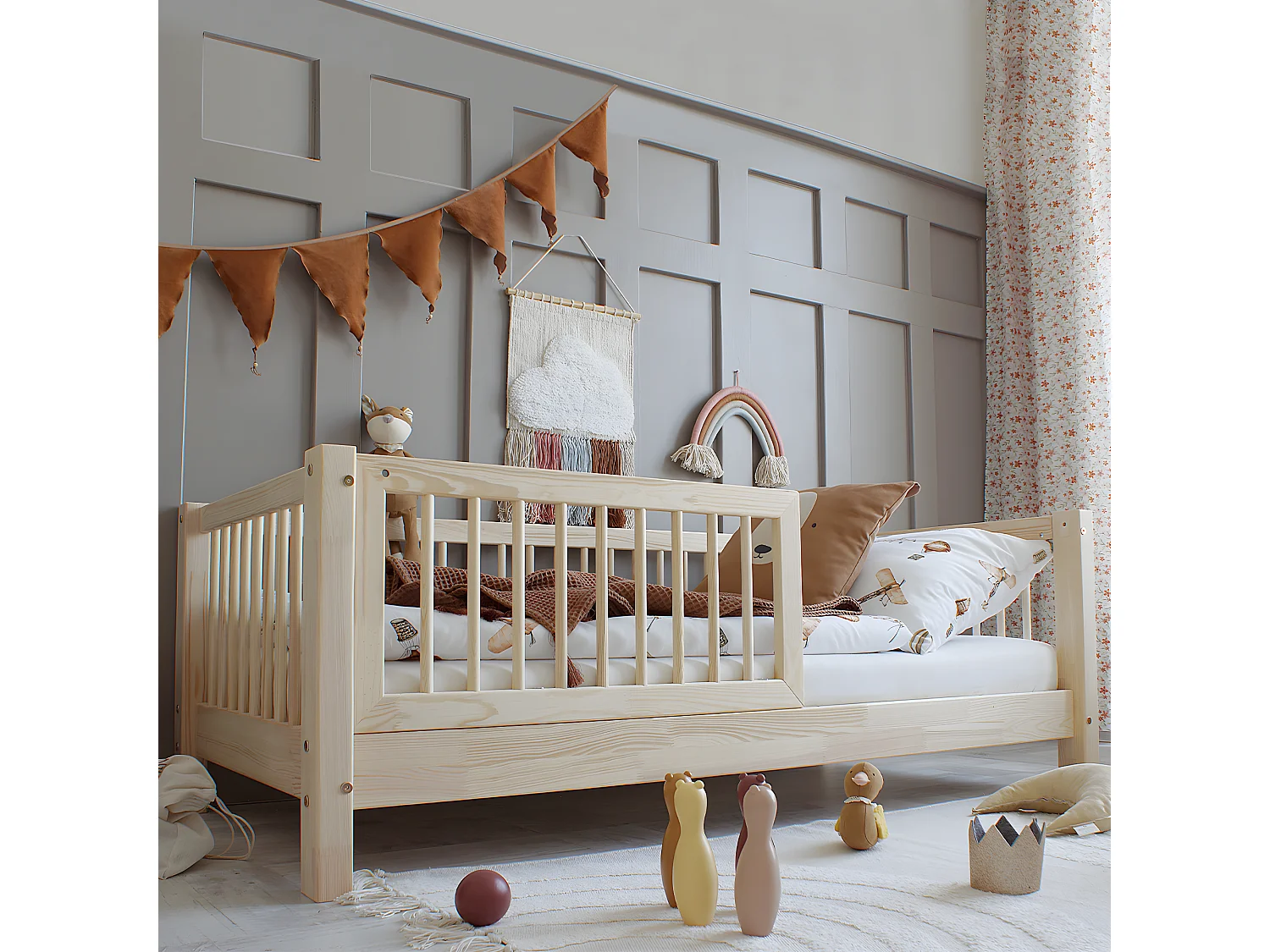 Cama 90x190 com pés de 10 cm Sybil Bois