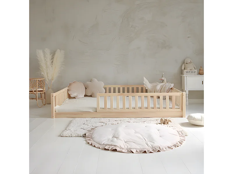 Cama 140x200 barreira e estrado de molas incluídos pés 1 cm Agnès Bois