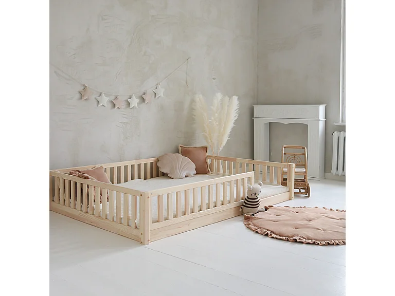 Letto 140x200 con barriera e molla inclusa piedi 1 cm Agnès Bois