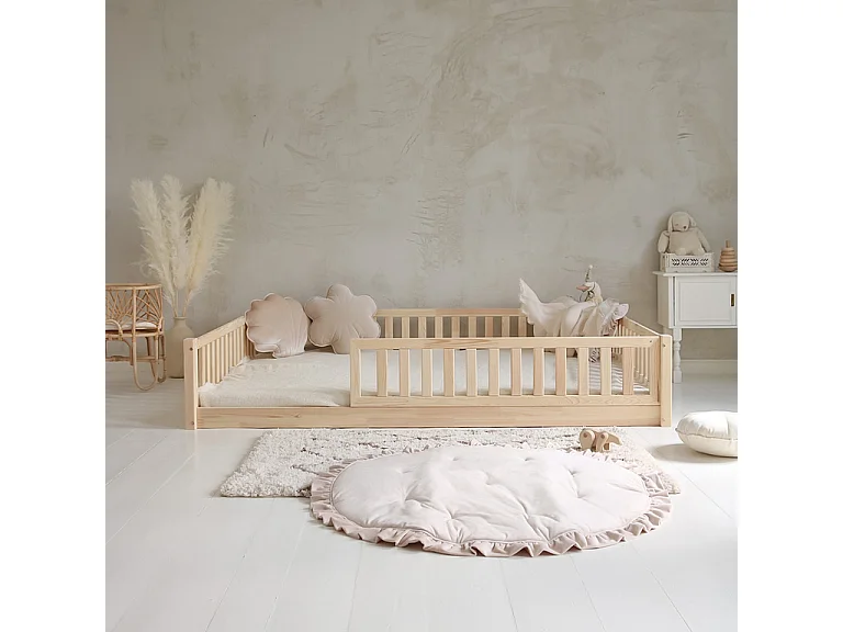 Cama 140x200 barreira e estrado de molas incluídos pés 1 cm Agnès Bois