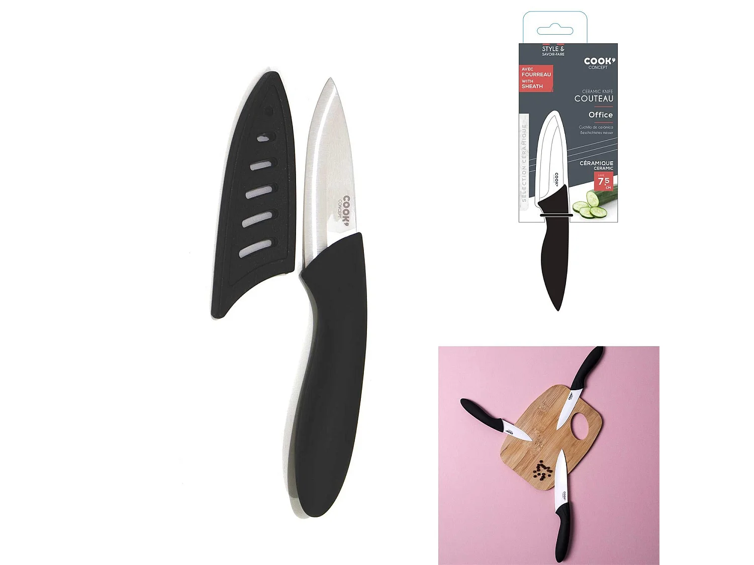 Couteau en Céramique Avec Étui "Cook" 16cm Noir