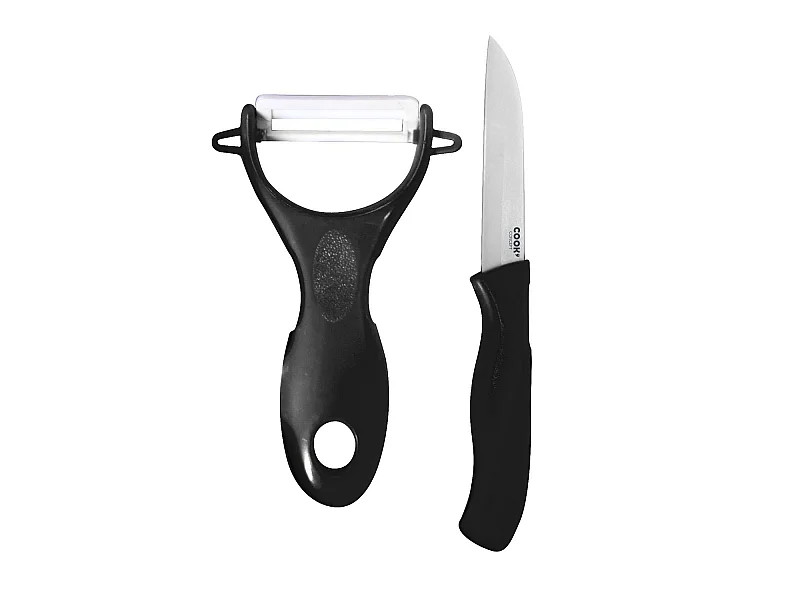 Couteau & Éplucheur "Céramique" 16cm Noir