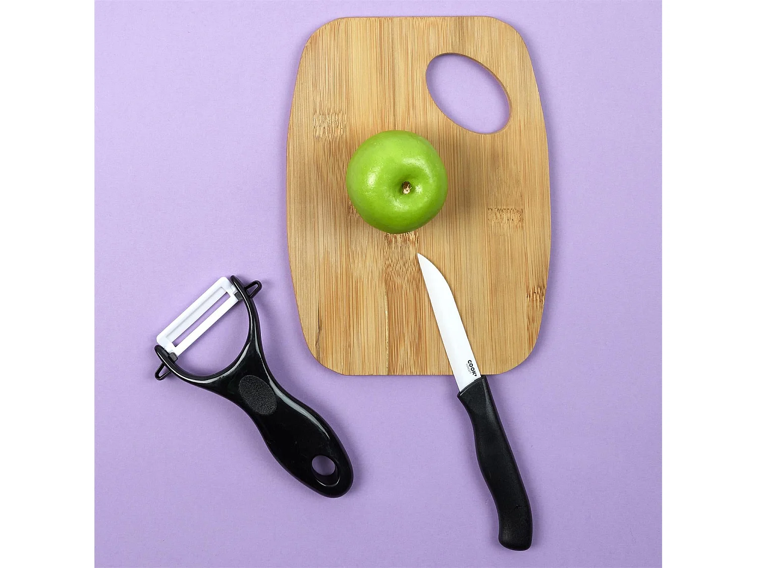 Couteau & Éplucheur "Céramique" 16cm Noir