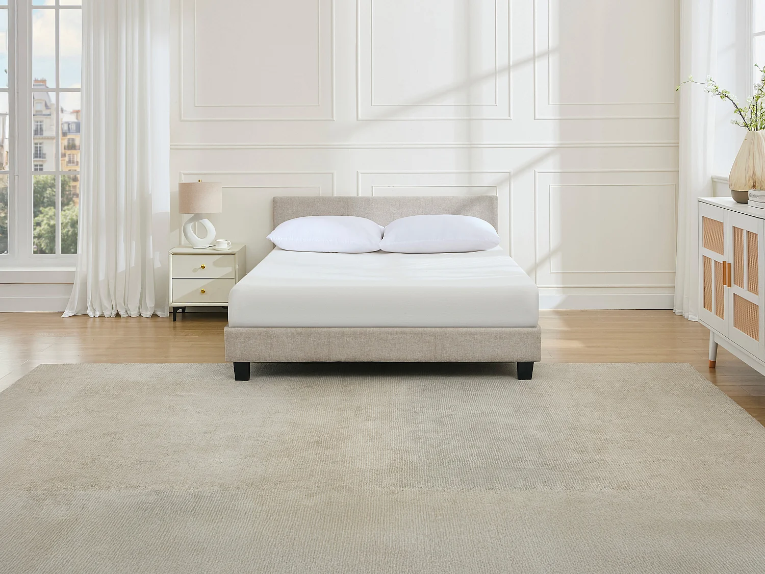 Seng 140 x 190 cm - Stof - Beige - CORNELIUS II