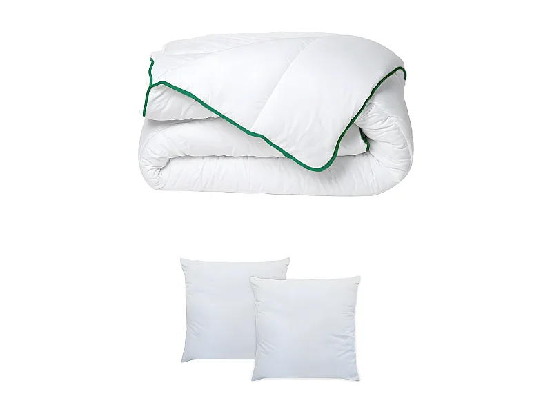 Pack Couette tempérée 220 x 240 + 2 oreillers 60 x 60 cm - Anti-acariens naturel Greencare - AZYLIA II