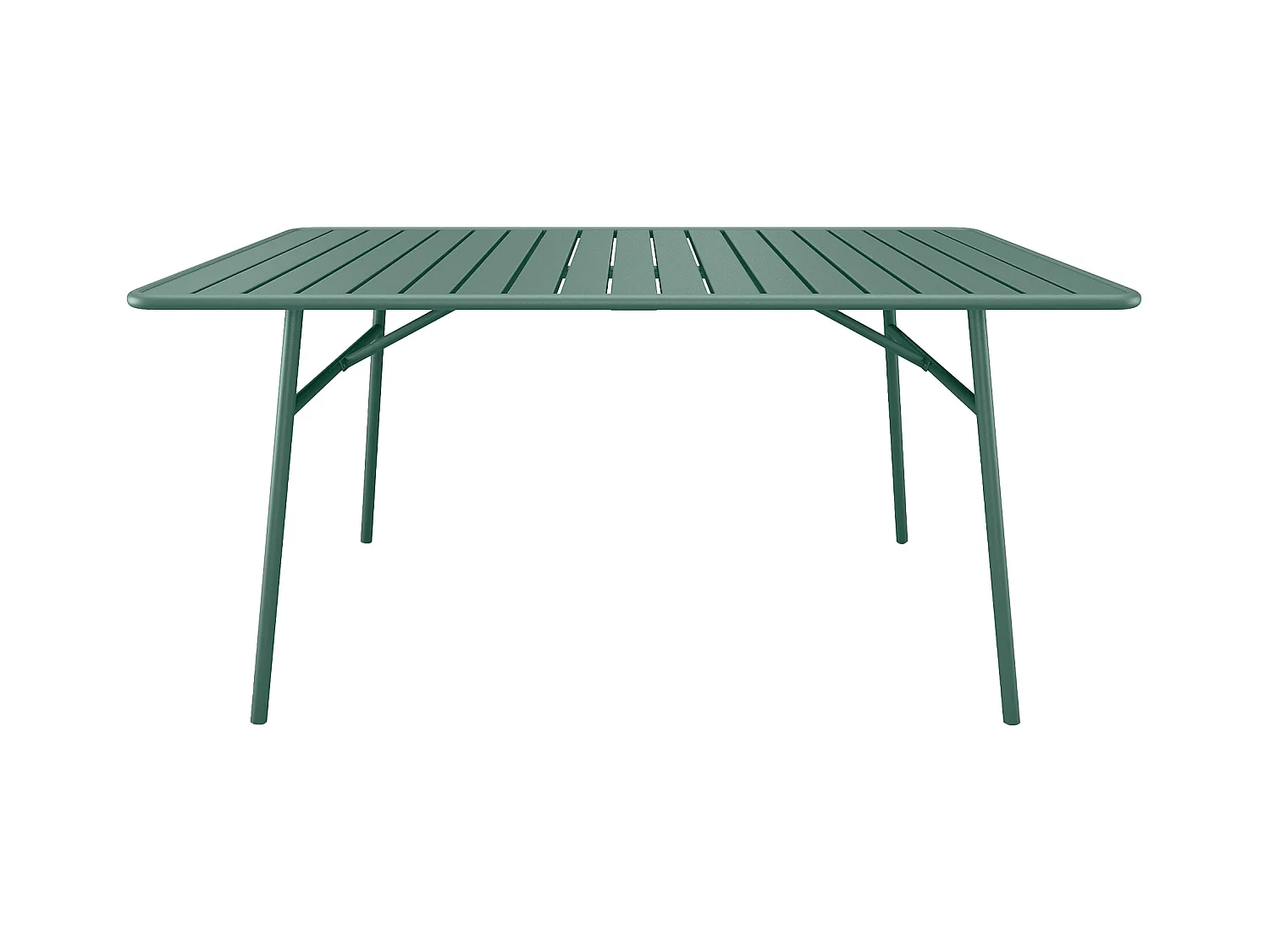 Tuineethoek van metaal - Een tafel D200 cm en 8 opstapelbare stoelen - Amandelgroen - MIRMANDE van MYLIA