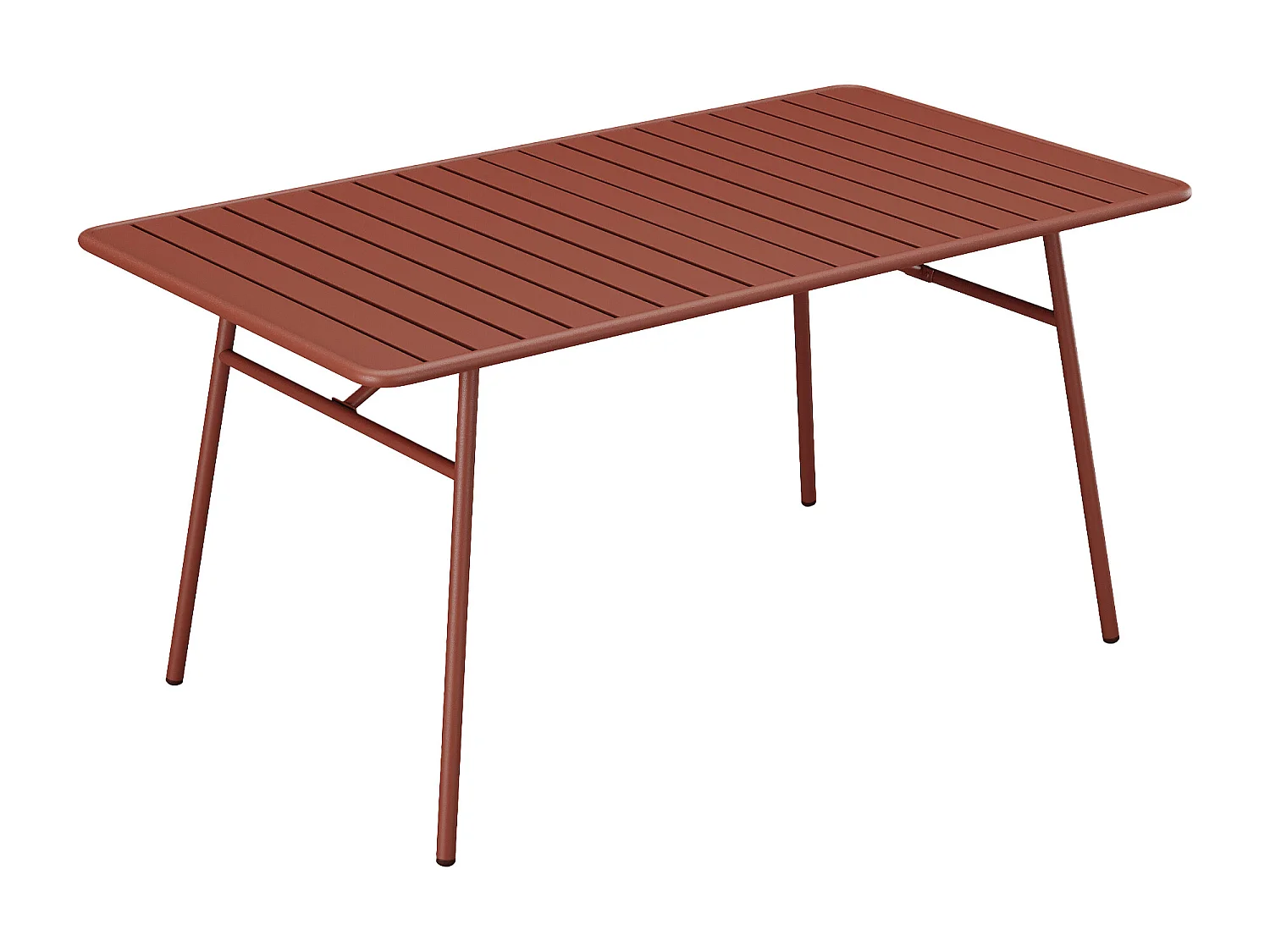 Salle à manger de jardin en métal - une table L.200 cm et 8 chaises empilables - Terracotta - MIRMANDE de MYLIA