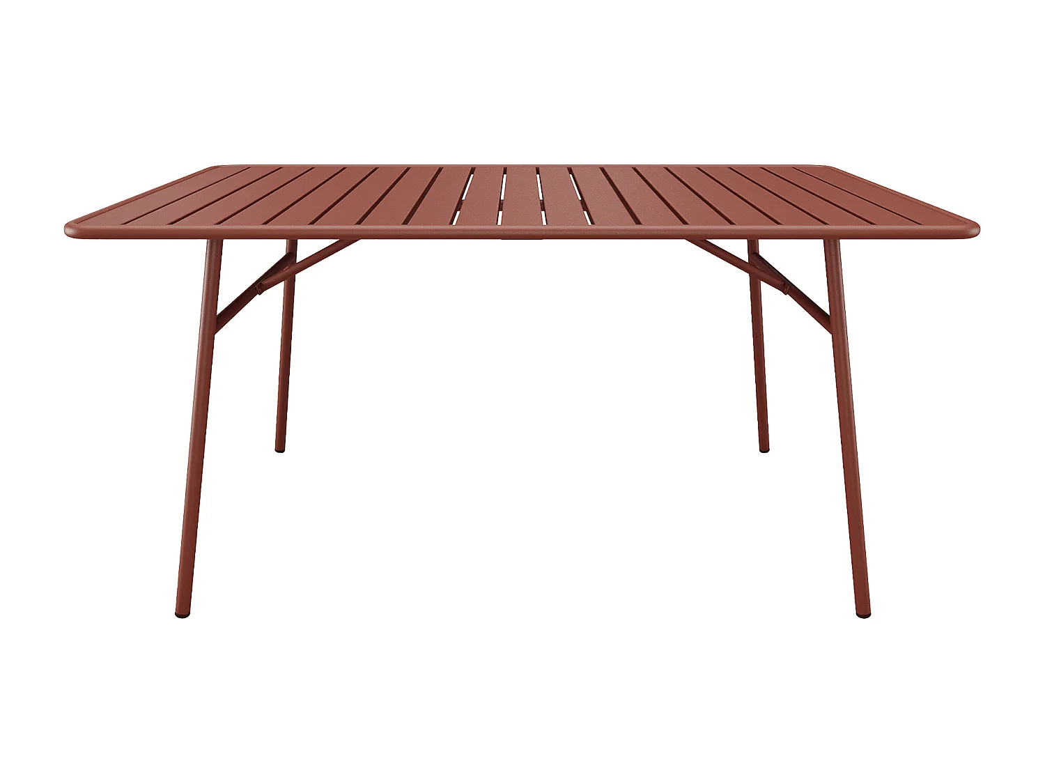 Salle à manger de jardin en métal - une table L.200 cm et 8 chaises empilables - Terracotta - MIRMANDE de MYLIA