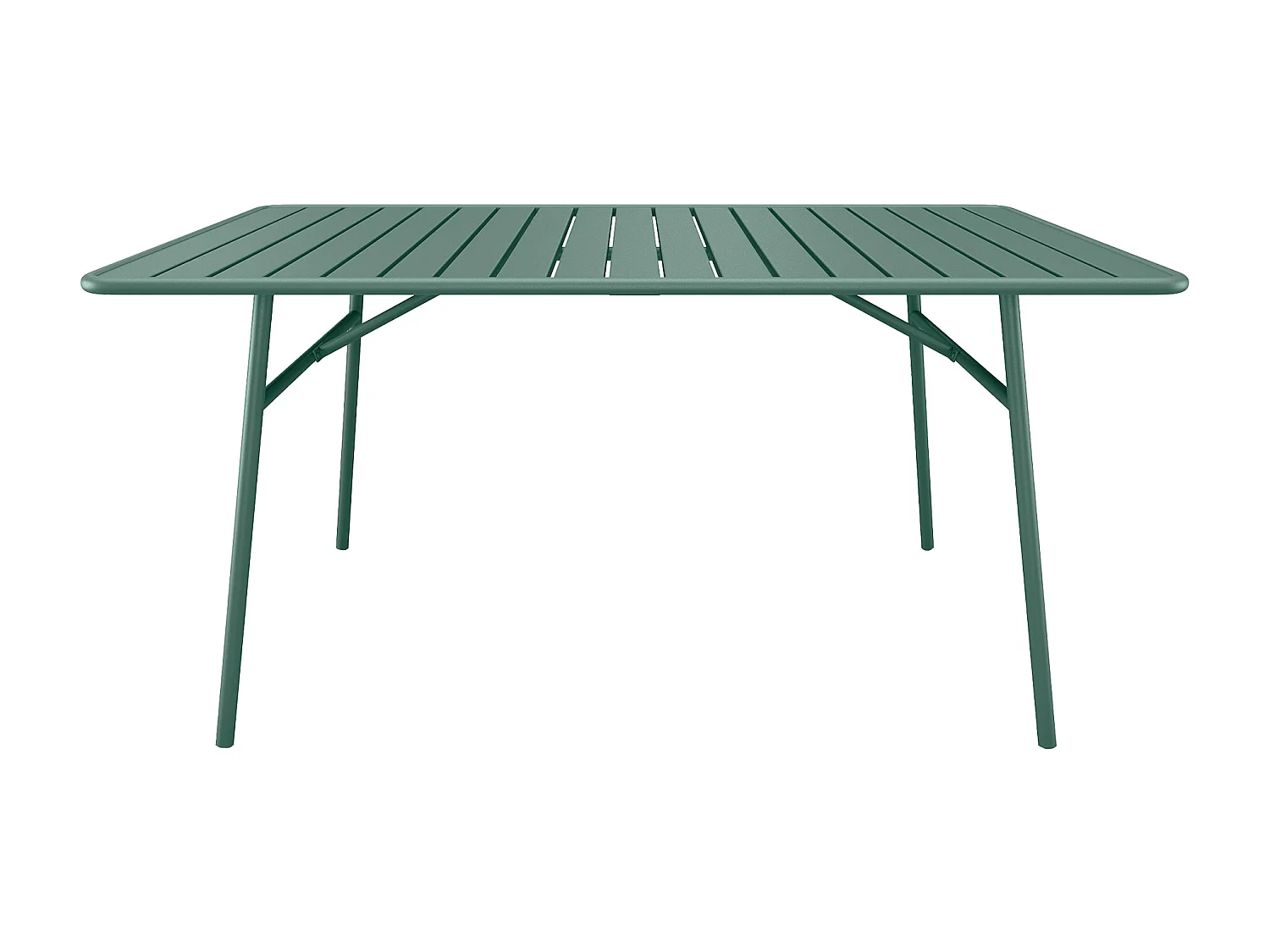 Salle à manger de jardin en métal - une table L.200 cm et 8 fauteuils empilables - Vert amande - MIRMANDE de MYLIA