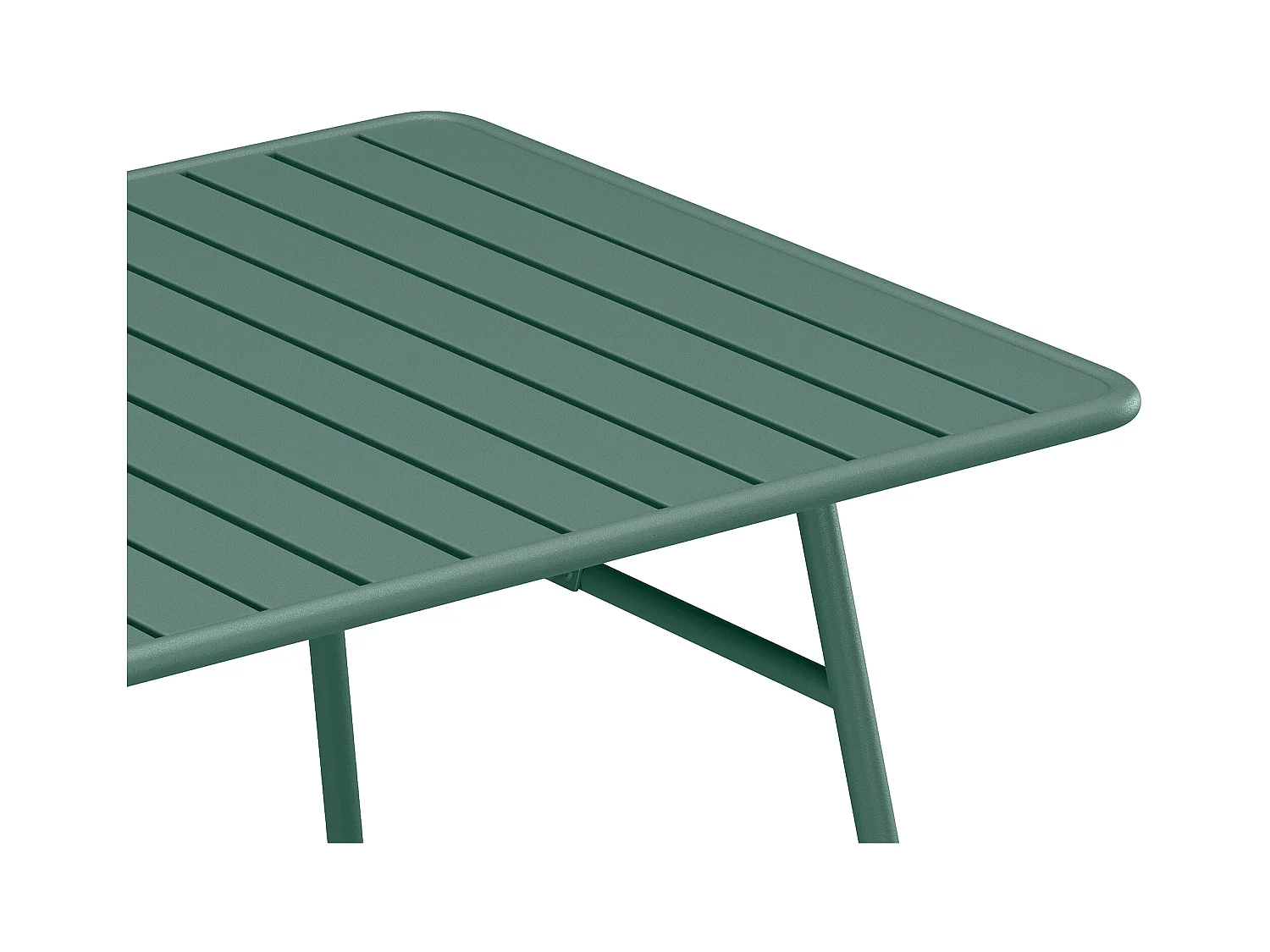 Salle à manger de jardin en métal - une table L.200 cm et 8 fauteuils empilables - Vert amande - MIRMANDE de MYLIA