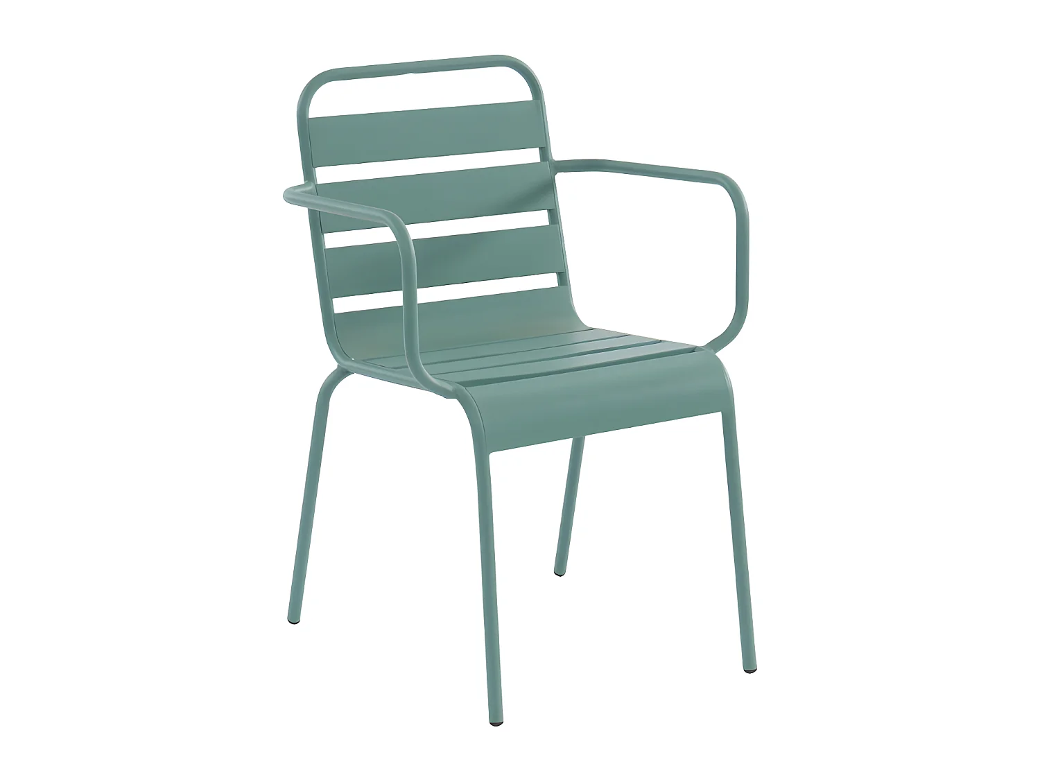 Salle à manger de jardin en métal - une table L.200 cm et 8 fauteuils empilables - Vert amande - MIRMANDE de MYLIA
