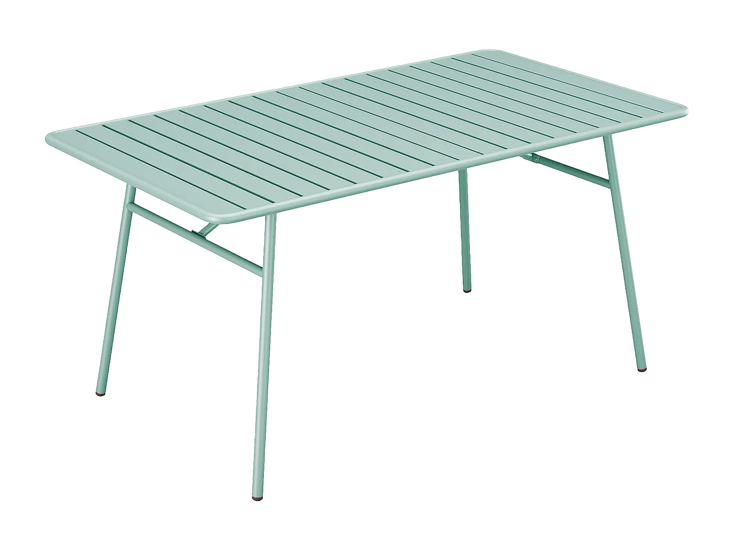 Salle à manger de jardin en métal - une table L.200 cm et 8 fauteuils empilables - Vert amande - MIRMANDE de MYLIA