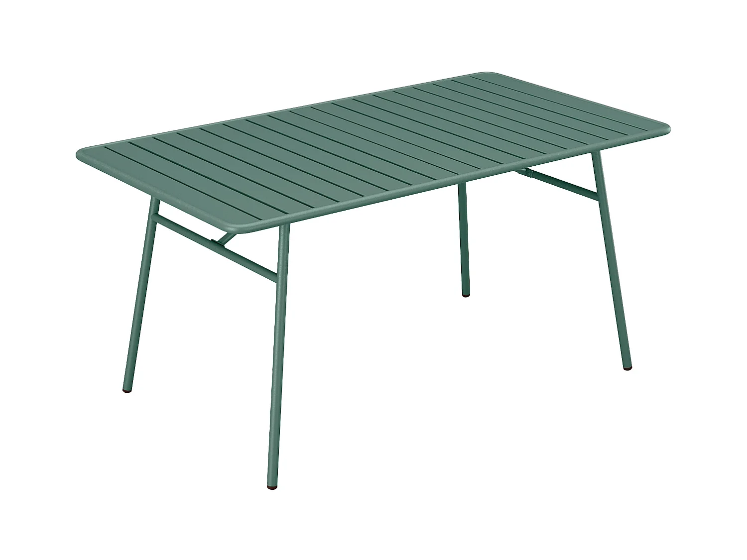 Salle à manger de jardin en métal - une table L.200 cm et 8 fauteuils empilables - Vert amande - MIRMANDE de MYLIA