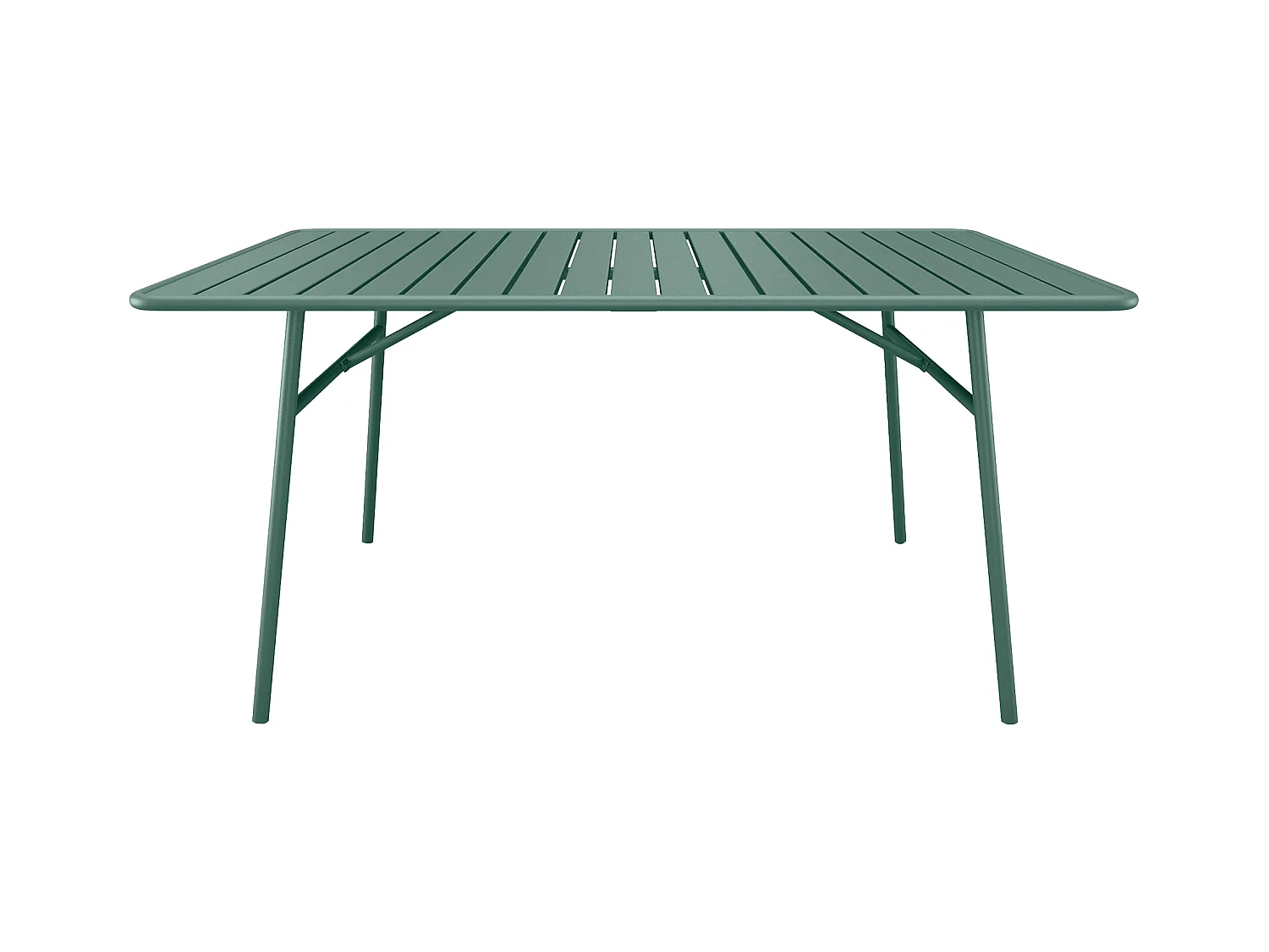 Salle à manger de jardin en métal - une table L.200 cm et 8 fauteuils empilables - Vert amande - MIRMANDE de MYLIA