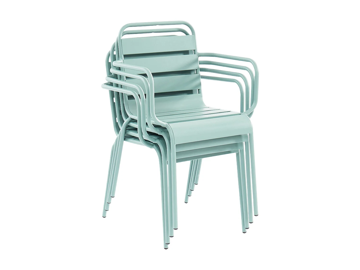 Mesa de Mesa y sillas de jardín de metal - una mesa de 200 cmy 8 sillas apilables - Verde almendra - MIRMANDE de MYLIA