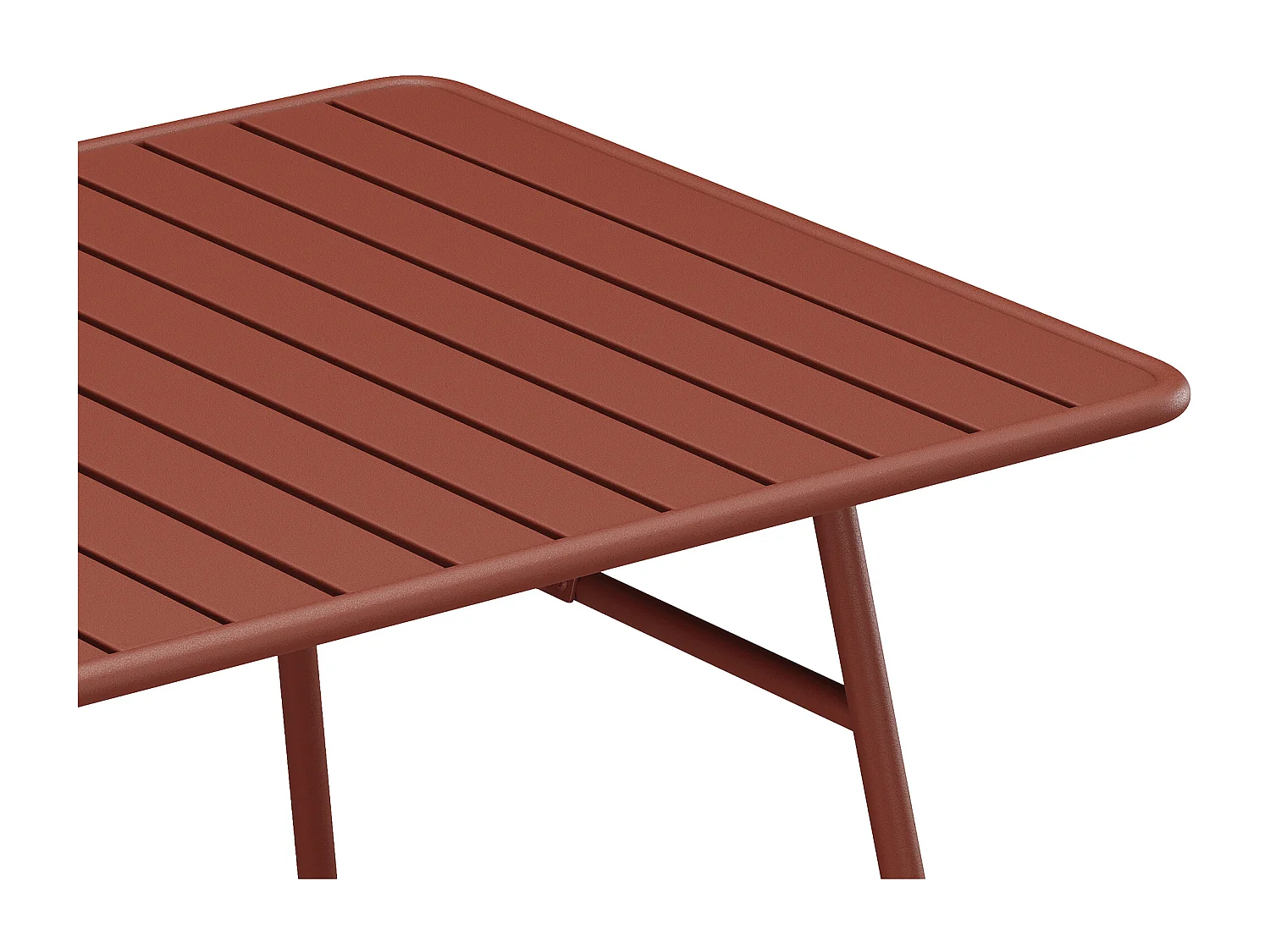 Salle à manger de jardin en métal - une table L.200 cm et 8 fauteuils empilables - Terracotta - MIRMANDE de MYLIA