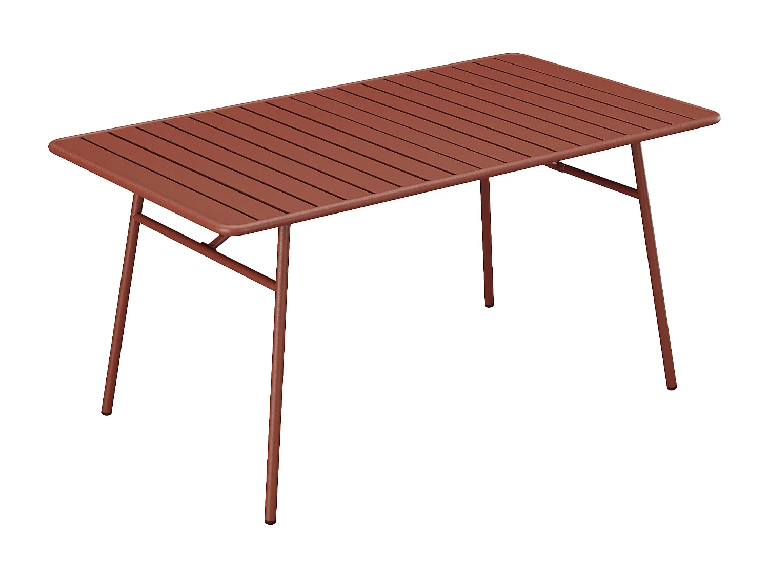 Salle à manger de jardin en métal - une table L.200 cm et 8 fauteuils empilables - Terracotta - MIRMANDE de MYLIA