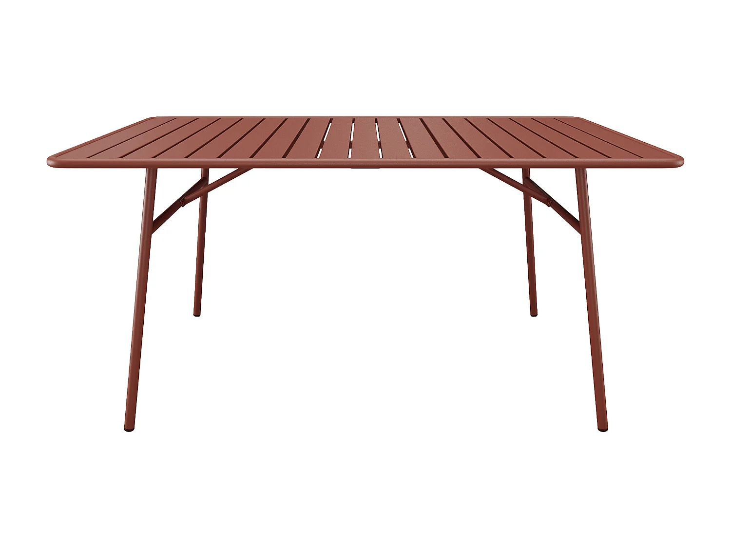 Salle à manger de jardin en métal - une table L.200 cm et 8 fauteuils empilables - Terracotta - MIRMANDE de MYLIA