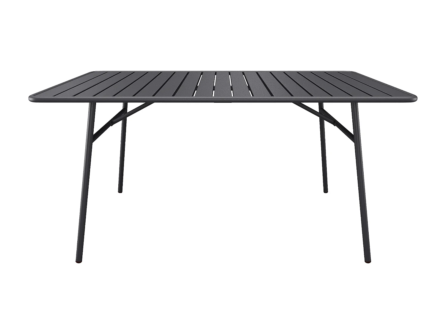 Tuineethoek van metaal - Een tafel D200 cm en 8 opstapelbare fauteuils - Donkergrijs - MIRMANDE van MYLIA