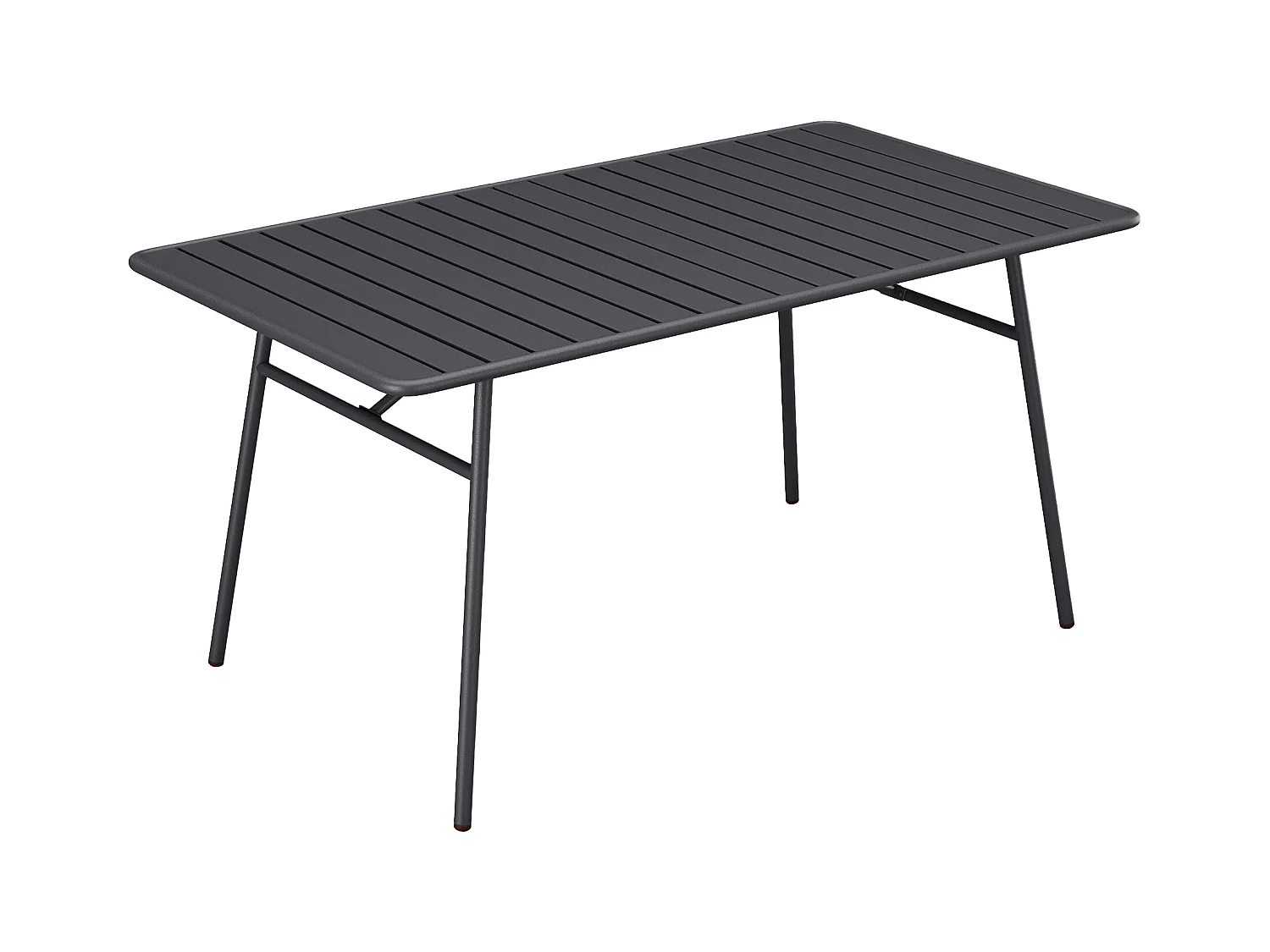 Garten-Essgruppe: Tisch L. 200 cm + 8 stapelbare Sessel - Metall - Anthrazitgrau - MIRMANDE von MYLIA