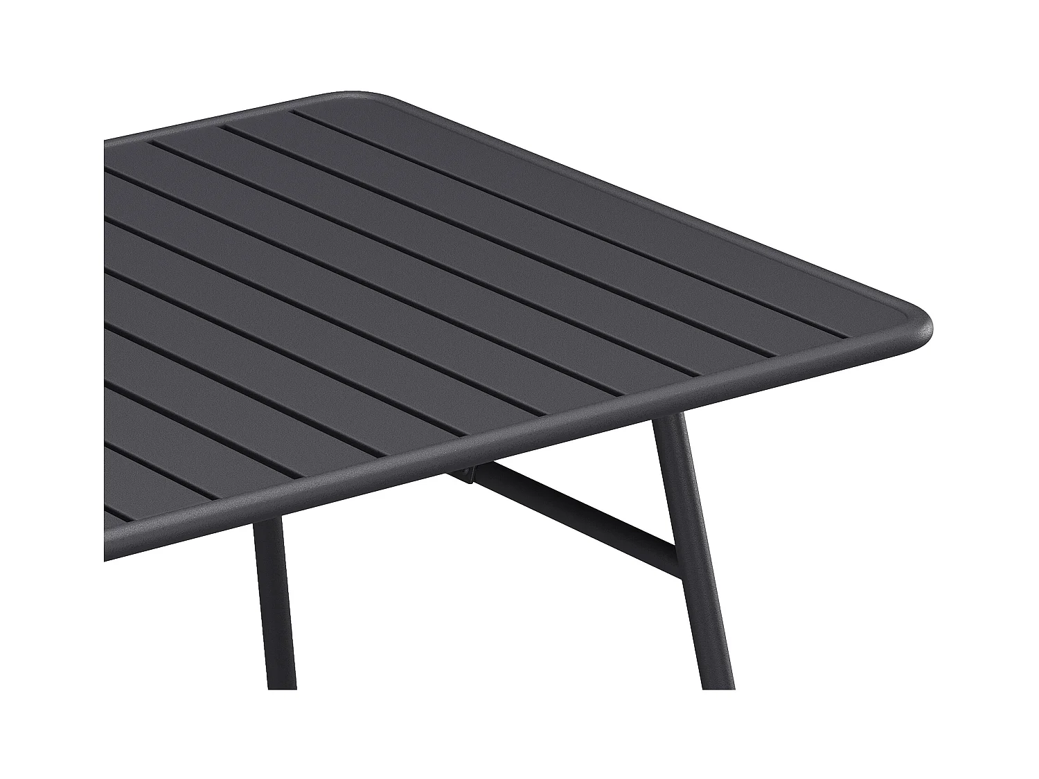 Garten-Essgruppe: Tisch L. 200 cm + 8 stapelbare Sessel - Metall - Anthrazitgrau - MIRMANDE von MYLIA