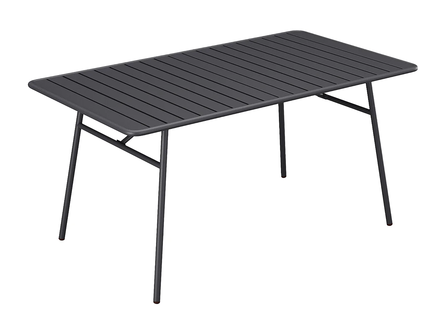 Salle à manger de jardin en métal - une table L.200 cm et 8 fauteuils empilables - Gris anthracite - MIRMANDE de MYLIA