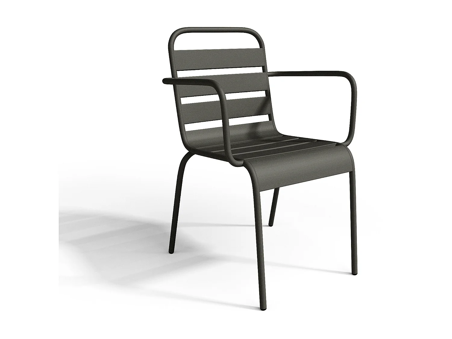 Salle à manger de jardin en métal - une table L.200 cm et 8 fauteuils empilables - Gris anthracite - MIRMANDE de MYLIA
