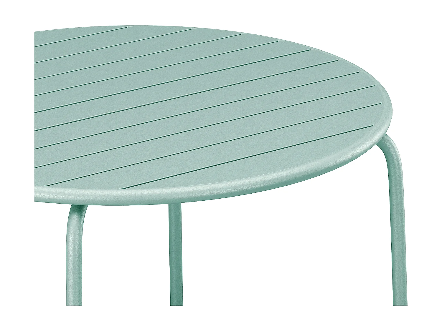 Salle à manger de jardin en métal - une table ronde D.130cm et 6 chaises empilables - Vert amande - MIRMANDE de MYLIA