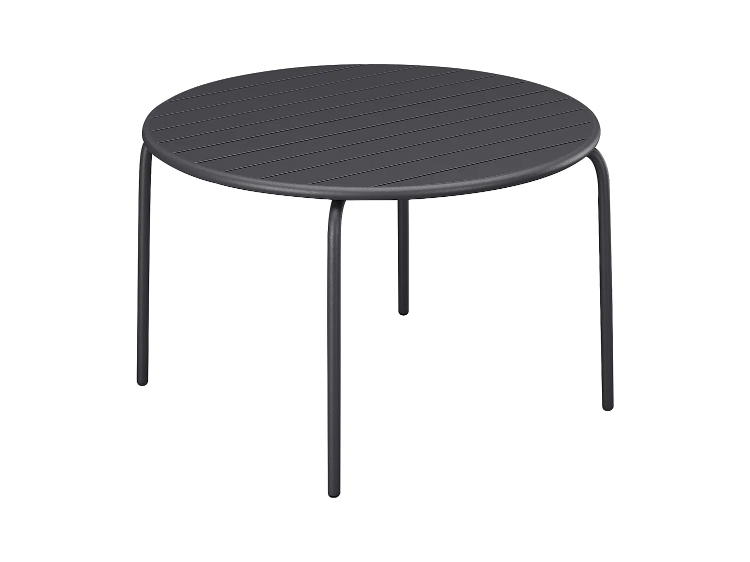 Garten-Essgruppe: Tisch rund D. 130 cm + 6 stapelbare Stühle - Metall - Anthrazitgrau - MIRMANDE von MYLIA