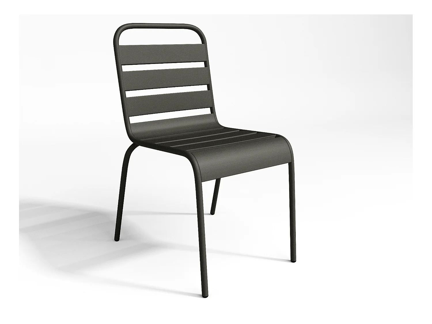 Garten-Essgruppe: Tisch rund D. 130 cm + 6 stapelbare Stühle - Metall - Anthrazitgrau - MIRMANDE von MYLIA