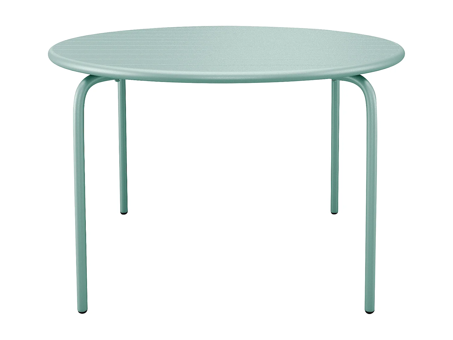 Conjunto de jantar de jardim metal, uma mesa redonda D.130 cm e 6 cadeirões empilháveis verde amêndoa - MIRMANDE de MYLIA