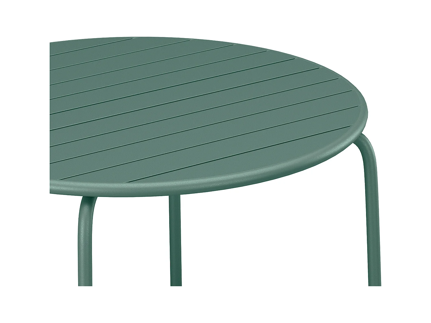 Salle à manger de jardin en métal - une table ronde D.130cm et 6 fauteuils empilables - Vert amande - MIRMANDE de MYLIA