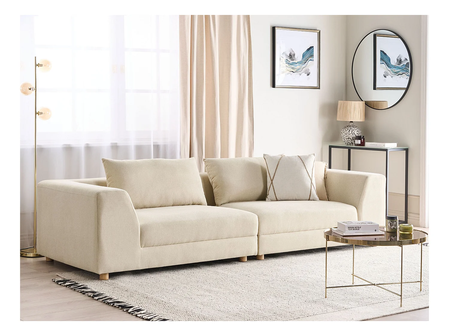 Canapé 3 places LERMON Tissu Beige