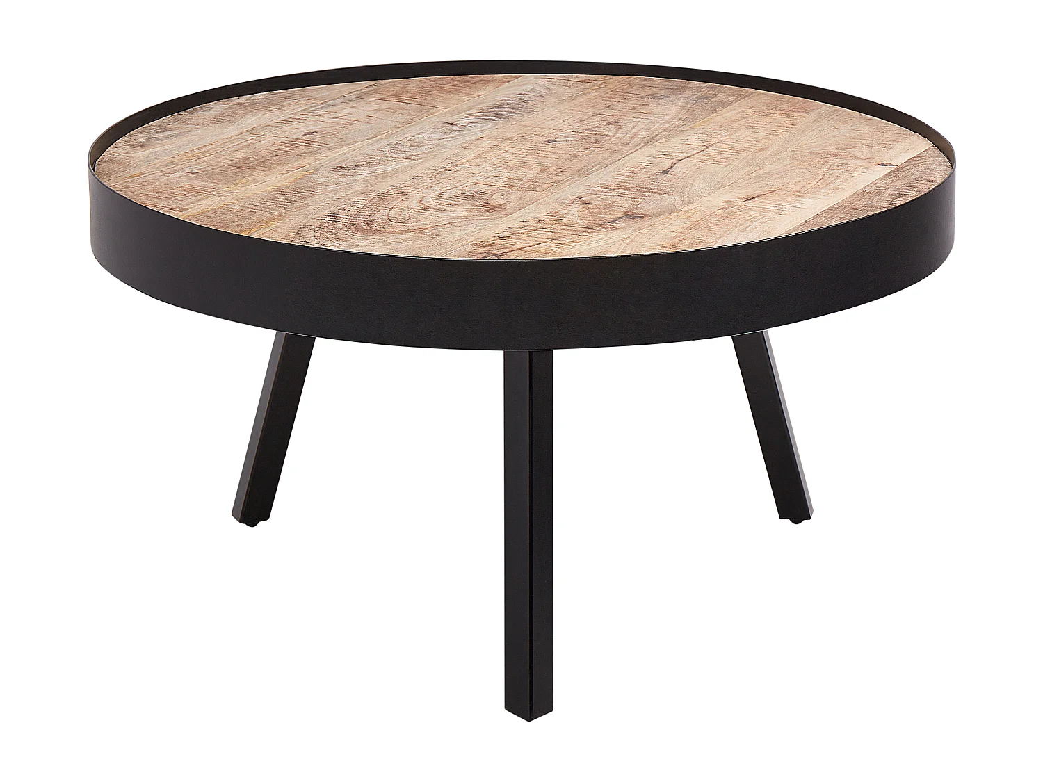 Table basse en bois clair avec pieds noirs WAKITA