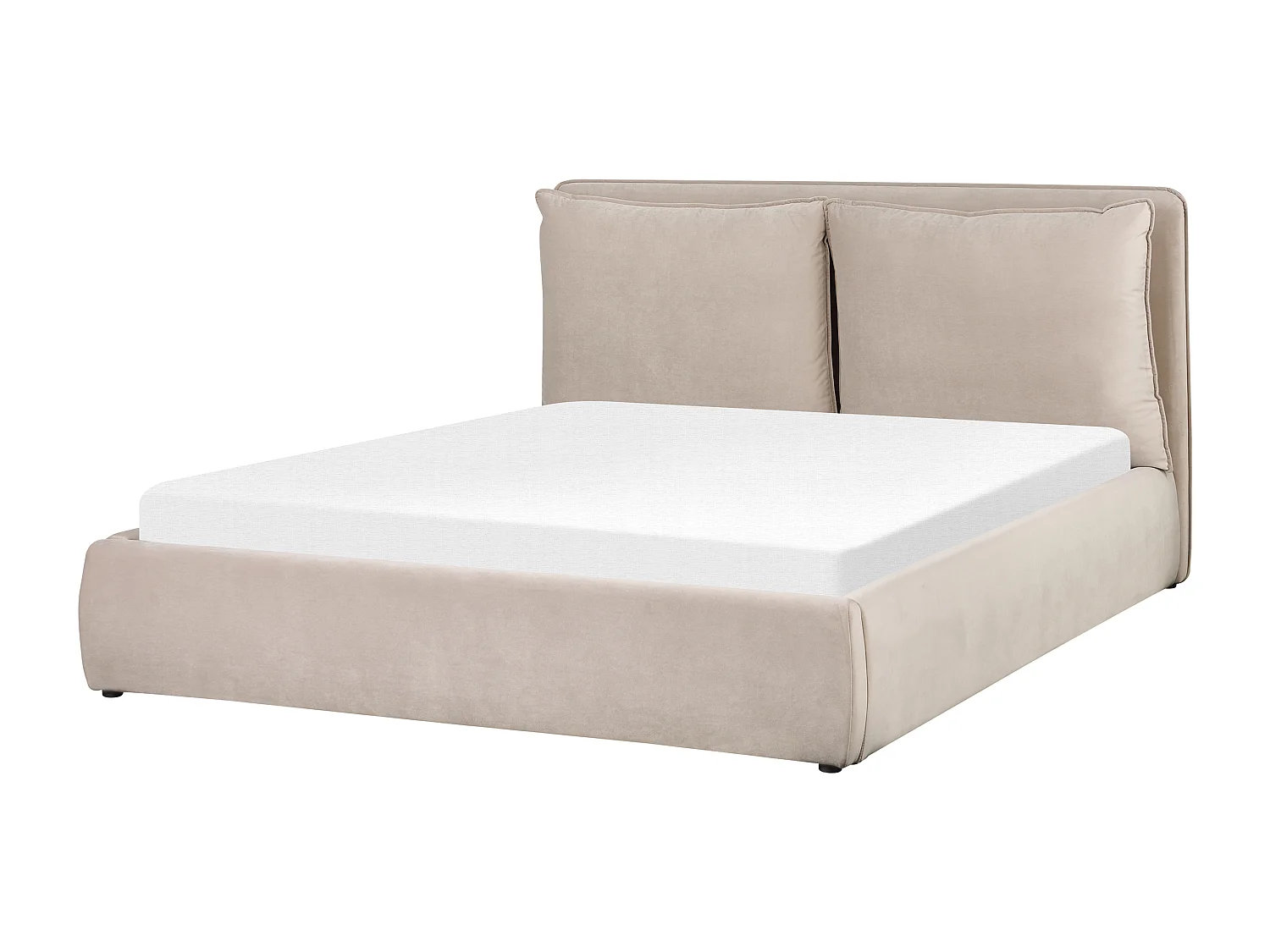 Cama con almacenaje Terciopelo BAJONNA 160 x 200 cm Beige