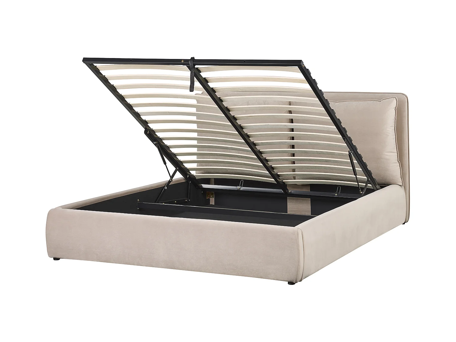 Lit ottoman Velours BAJONNA 160 x 200 cm Beige