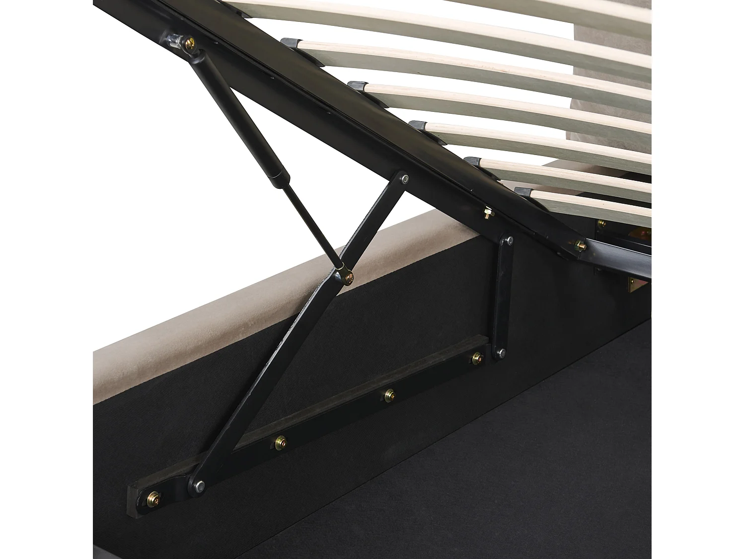 Lit ottoman Velours BAJONNA 160 x 200 cm Beige