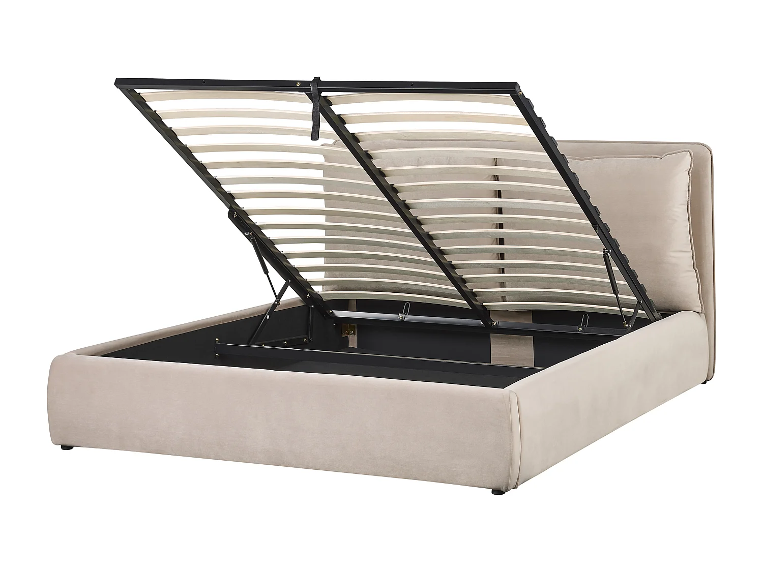 Bed met opbergruimte Fluweel BAJONNA 160 x 200 cm Beige