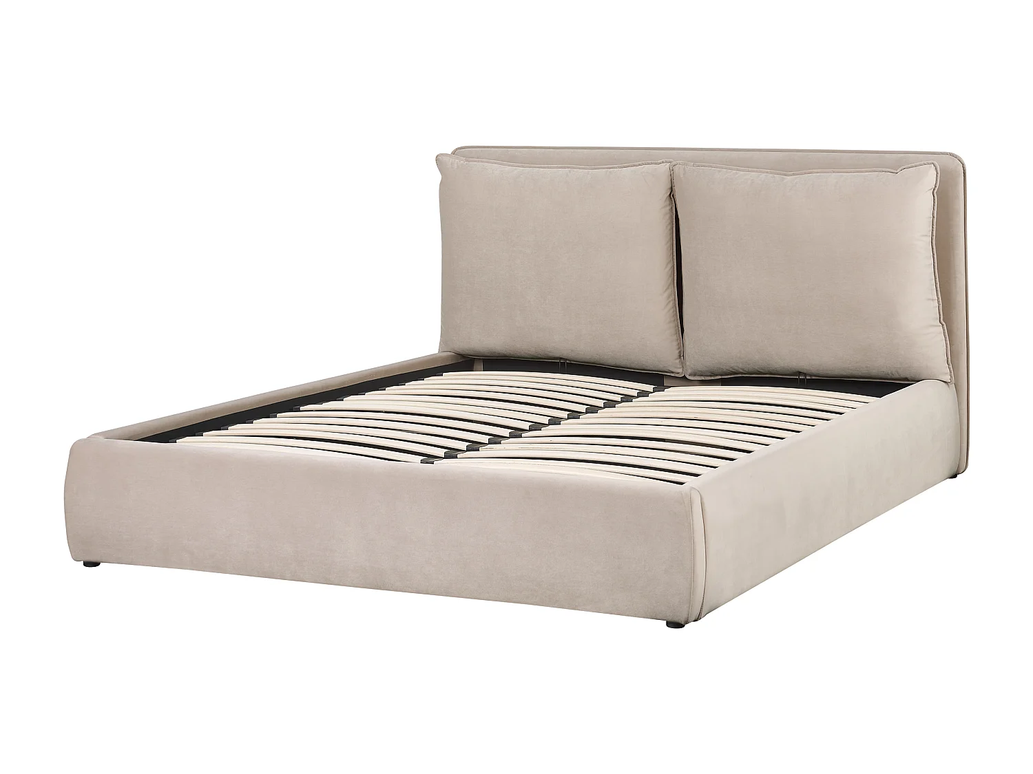 Bed met opbergruimte Fluweel BAJONNA 160 x 200 cm Beige