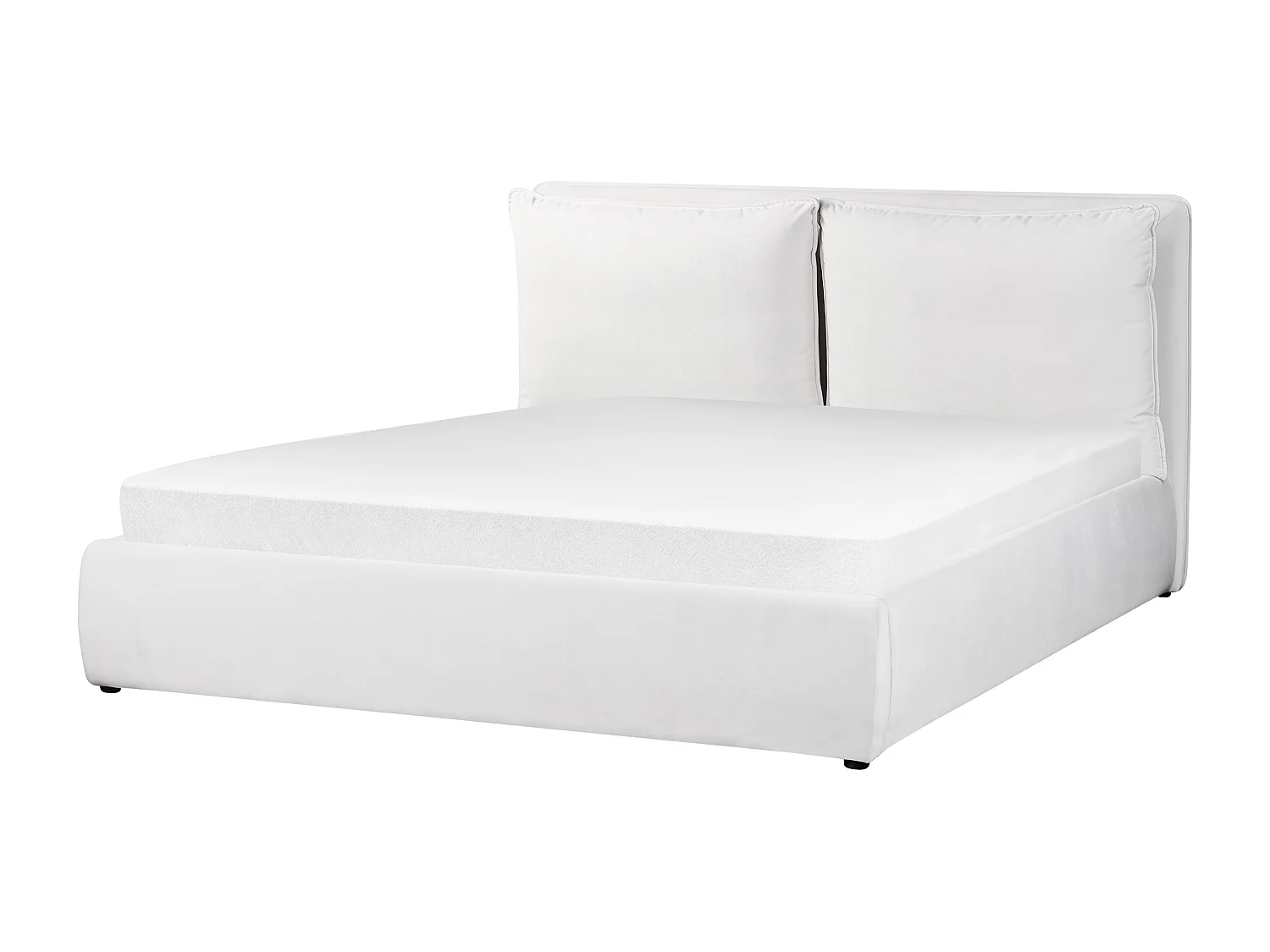 Letto con ottomano Velluto BAJONNA 160 x 200 cm Bianco